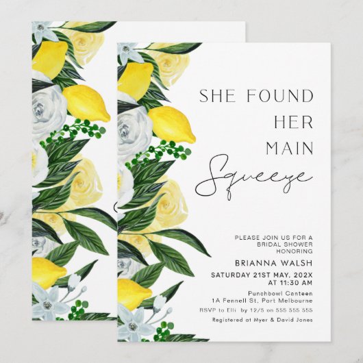 Geel Groen Lemon Main Squeeze Vrijgezellenfeest Kaart (Voorkant / Achterkant)