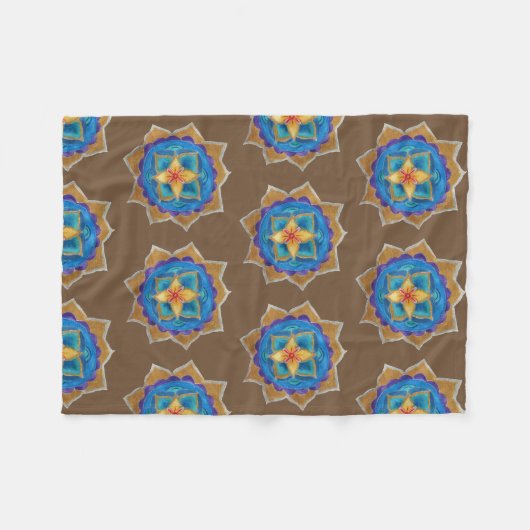 Geel Groen Mandala Fleece Deken (Voorkant (Horizontaal))