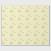 Geel Groen Manuscript Cute Elegant Baby shower Cadeaupapier (Vlak)
