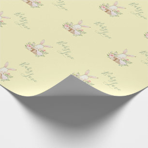 Geel Groen Manuscript Cute Elegant Baby shower Cadeaupapier