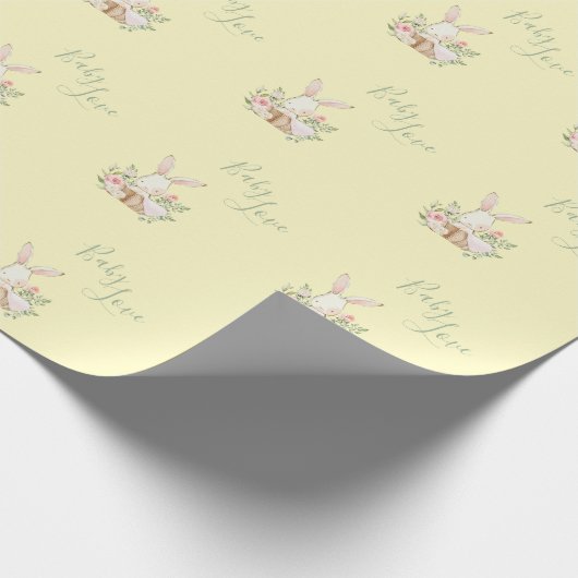 Geel Groen Manuscript Cute Elegant Baby shower Cadeaupapier (Hoek)