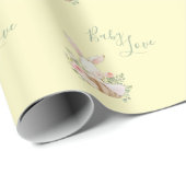 Geel Groen Manuscript Cute Elegant Baby shower Cadeaupapier (Rol Hoek)