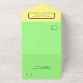 geel groen minimale zomer paar foto monogram all in one uitnodiging (Buitenkant)