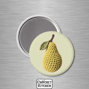 Geel Groen Minimalistische Oma Fruit Haakpeer Magneet