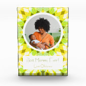  Geel Groen Moederdag Beste Mama Gift Fotoblokken (Voorkant)