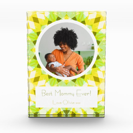  Geel Groen Moederdag Beste Mama Gift Fotoblokken (Voorkant)