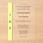 Geel Groen Monogram Bruid en Bruidegom Clear Acryl Uitnodigingen (Voorkant)