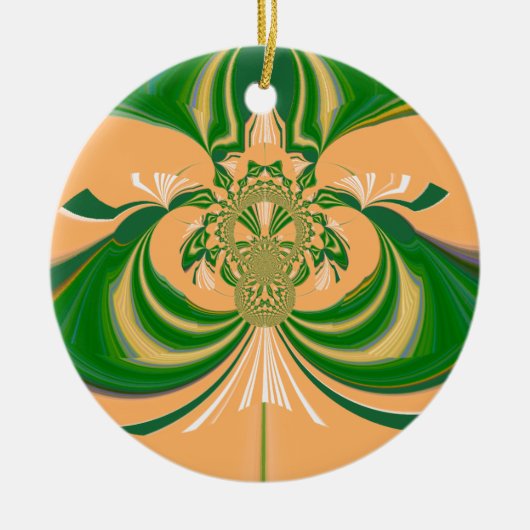 Geel groen ontwerp. keramisch ornament (Voorkant)
