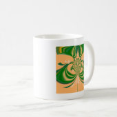 Geel groen ontwerp. koffiemok (Voorkant rechts)