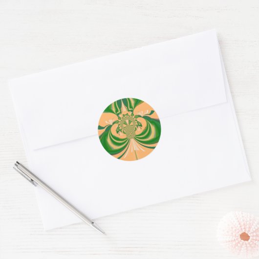 Geel groen ontwerp. ronde sticker (Envelop)