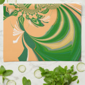 Geel groen ontwerp. theedoek (Gevouwen)