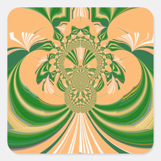 Geel groen ontwerp. vierkante sticker (Voorkant)