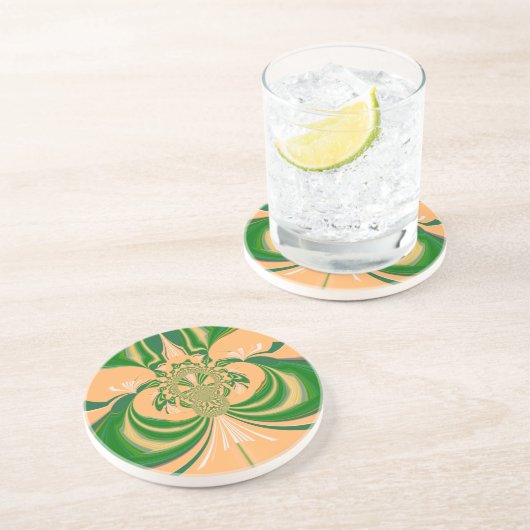 Geel groen ontwerp. zandsteen onderzetter (Zijkant)