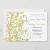 Geel groen Paars Abstract Floral Wedding Kaart (Voorkant)
