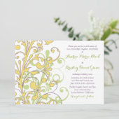 Geel groen Paars Abstract Floral Wedding Kaart (Staand voorkant)