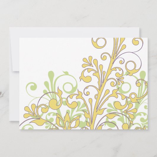 Geel groen Paars Abstract Floral Wedding Kaart (Achterkant)