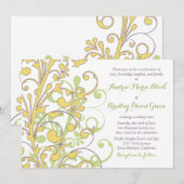 Geel groen Paars Abstract Floral Wedding Kaart (Voorkant / Achterkant)