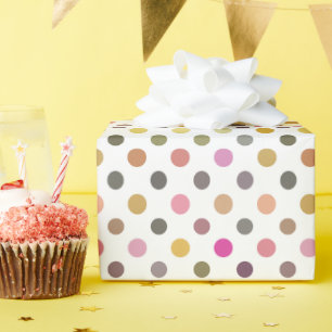 geel, groen, paars en roze polka stip cadeaupapier