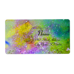 Geel groen paars etiket