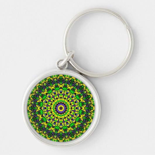 Geel, groen, Paars Mandala Sleutelhanger (Voorkant)
