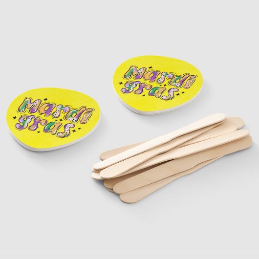 Geel Groen Paarse Mardi Gras Handwaaier (Niet-gemonteerd)