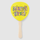 Geel Groen Paarse Mardi Gras Handwaaier (Achterkant)