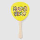 Geel Groen Paarse Mardi Gras Handwaaier (Voorkant)