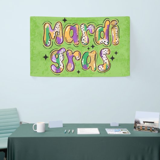 Geel Groen Paarse Mardi Gras Spandoek (Beurs)