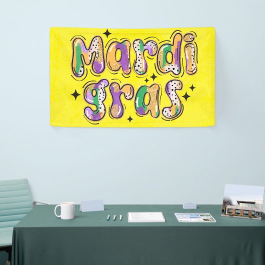 Geel Groen Paarse Mardi Gras Spandoek (Beurs)