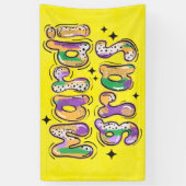 Geel Groen Paarse Mardi Gras Spandoek (Verticaal)