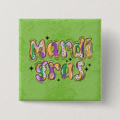 Geel Groen Paarse Mardi Gras Vierkante Button 5,1 Cm (Voorkant)