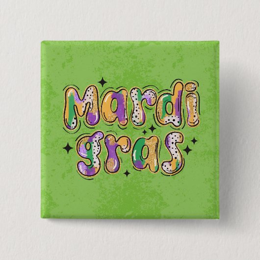 Geel Groen Paarse Mardi Gras Vierkante Button 5,1 Cm (Voorkant)