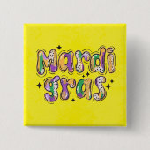 Geel Groen Paarse Mardi Gras Vierkante Button 5,1 Cm (Voorkant)