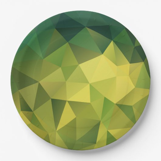 Geel groen patroon papieren bordje (Voorkant)