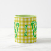 Geel Groen Plaid (Monogram, Naam)  Koffie Mok (Midden)