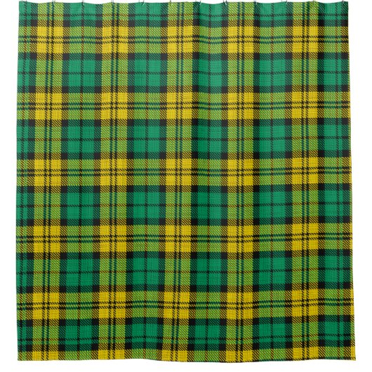 Geel Groen Plaid Tartan Patroon Ontwerp Douchegordijn (Voorkant)