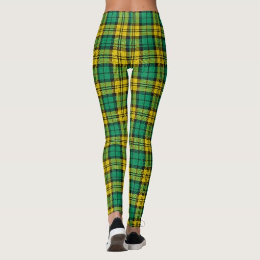 Geel Groen Plaid Tartan Patroon Ontwerp Leggings (Achterkant)