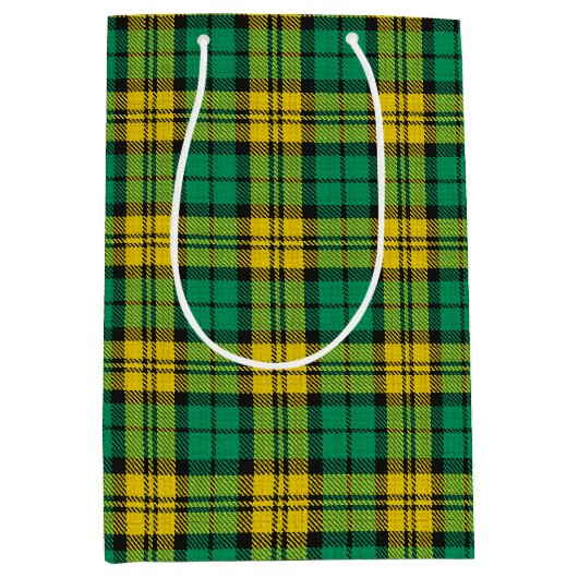 Geel Groen Plaid Tartan Patroon Ontwerp Medium Cadeauzakje (Voorkant)