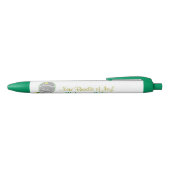 Geel Groen Rammelaar Lief Nieuwe Baby Aankondiging Blauwe Inkt Pen (Bovenkant)