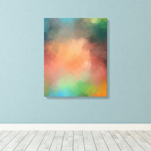 Geel Groen Rood Blauw Moderne Abstracte Kunst Canvas Afdruk (Insitu (Houten vloer))