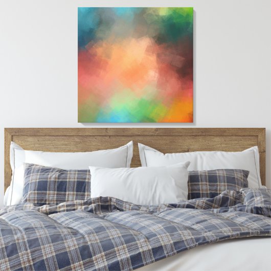 Geel Groen Rood Blauw Moderne Abstracte Kunst Canvas Afdruk (Insitu (Slaapkamer))