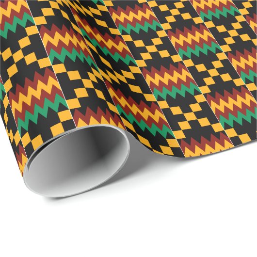 Geel, Groen, Rood, Zwart Horizontaal Kente Doek Cadeaupapier (Rol Hoek)