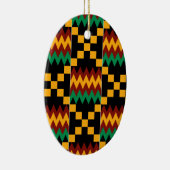 Geel, Groen, Rood, Zwart Kente Doek Keramisch Ornament (Rechts)