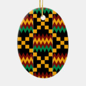 Geel, Groen, Rood, Zwart Kente Doek Keramisch Ornament (Achterkant)