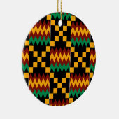 Geel, Groen, Rood, Zwart Kente Doek Keramisch Ornament (Rechts)