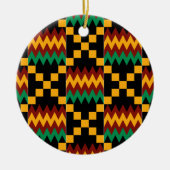 Geel, Groen, Rood, Zwart Kente Doek Keramisch Ornament (Voorkant)