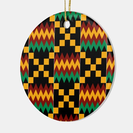 Geel, Groen, Rood, Zwart Kente Doek Keramisch Ornament (Links)