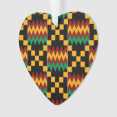 Geel, Groen, Rood, Zwart Kente Doek Ornament (voorkant)