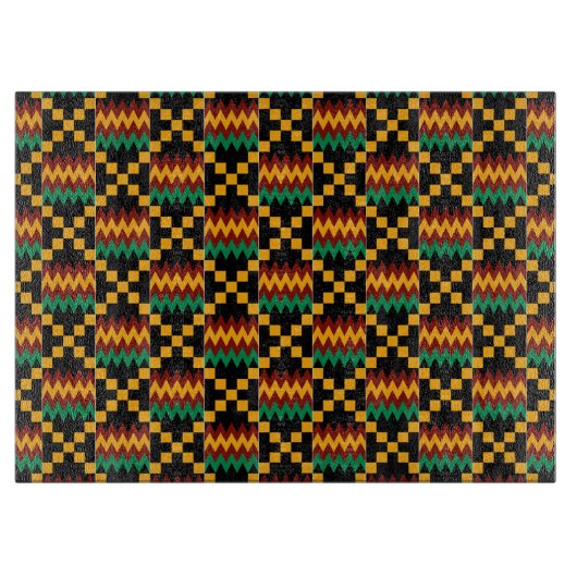 Geel, Groen, Rood, Zwart Kente Doek Snijplank (Voorkant)