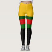 Geel Groen Rood Zwart Kleur Block Design Leggings (Voorkant)